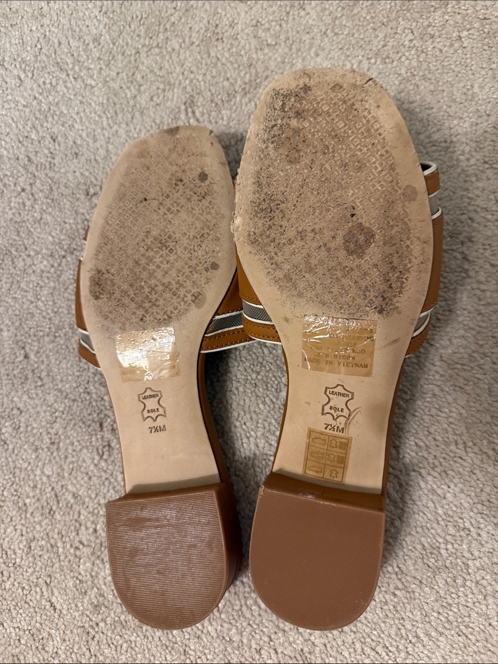Tory Burch Cognac Leather Slide Mules with White Trim size 7.5 - Picture 2 of 7